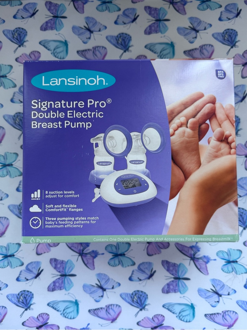 NEW IN BOX - Lansinoh Signature Pro Double Electric Breast Pump - Purple/White